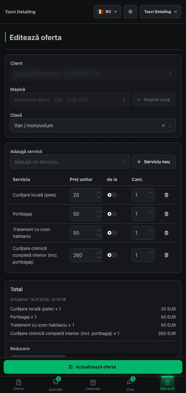 Aplicația pe telefon